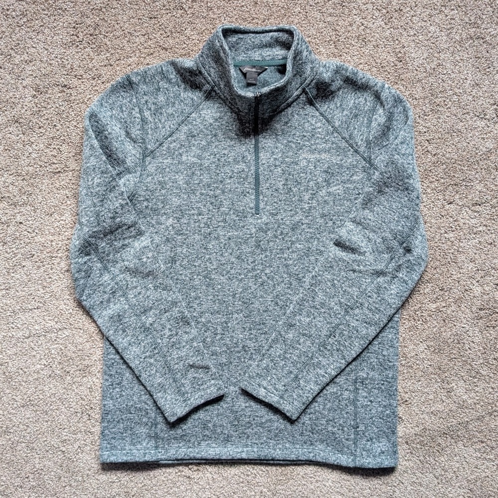 NWOT Eddie Bauer Mens L 1/4 Zip Pullover Fleece Mock Neck Teal Blue Green